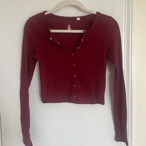 Pacsun red Henley long sleeve crop top size small